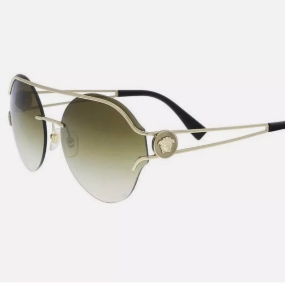 VERSACE Sunglasses Gold - Unisex - Round - Never Worn - With Case And Box- 61mm